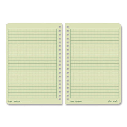 Rite in the Rain® All-Weather Wire-O Notebook, 1-Subject, Universal: Narrow Rule and Quadrille Rule, Dark Green Cover, (32) 7 x 4.63 Sheets (RIR973)