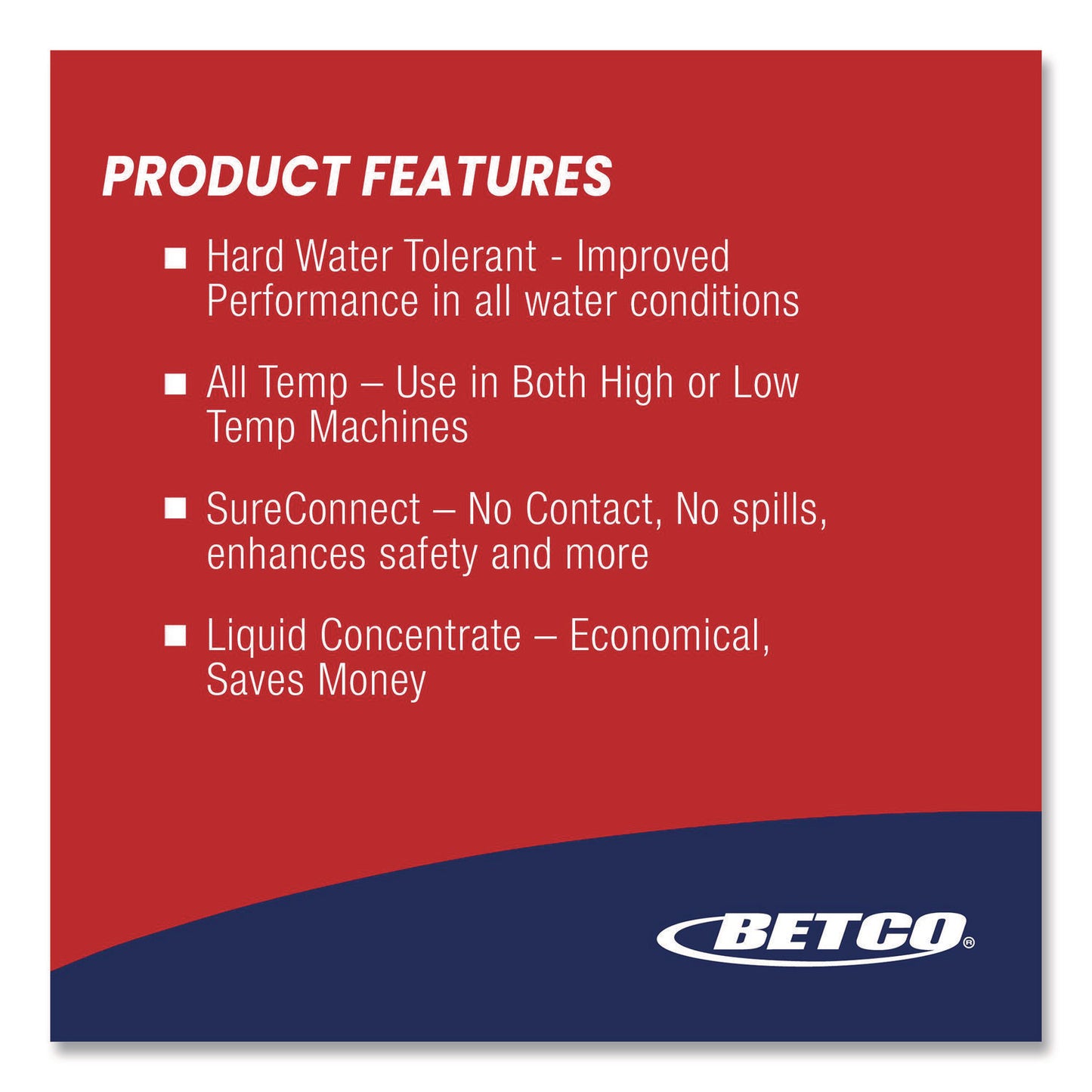 Betco® Concentrated All Temperature Metal Safe Machine Detergent, 1 gal Bottle, 4/Carton (BET24497400)