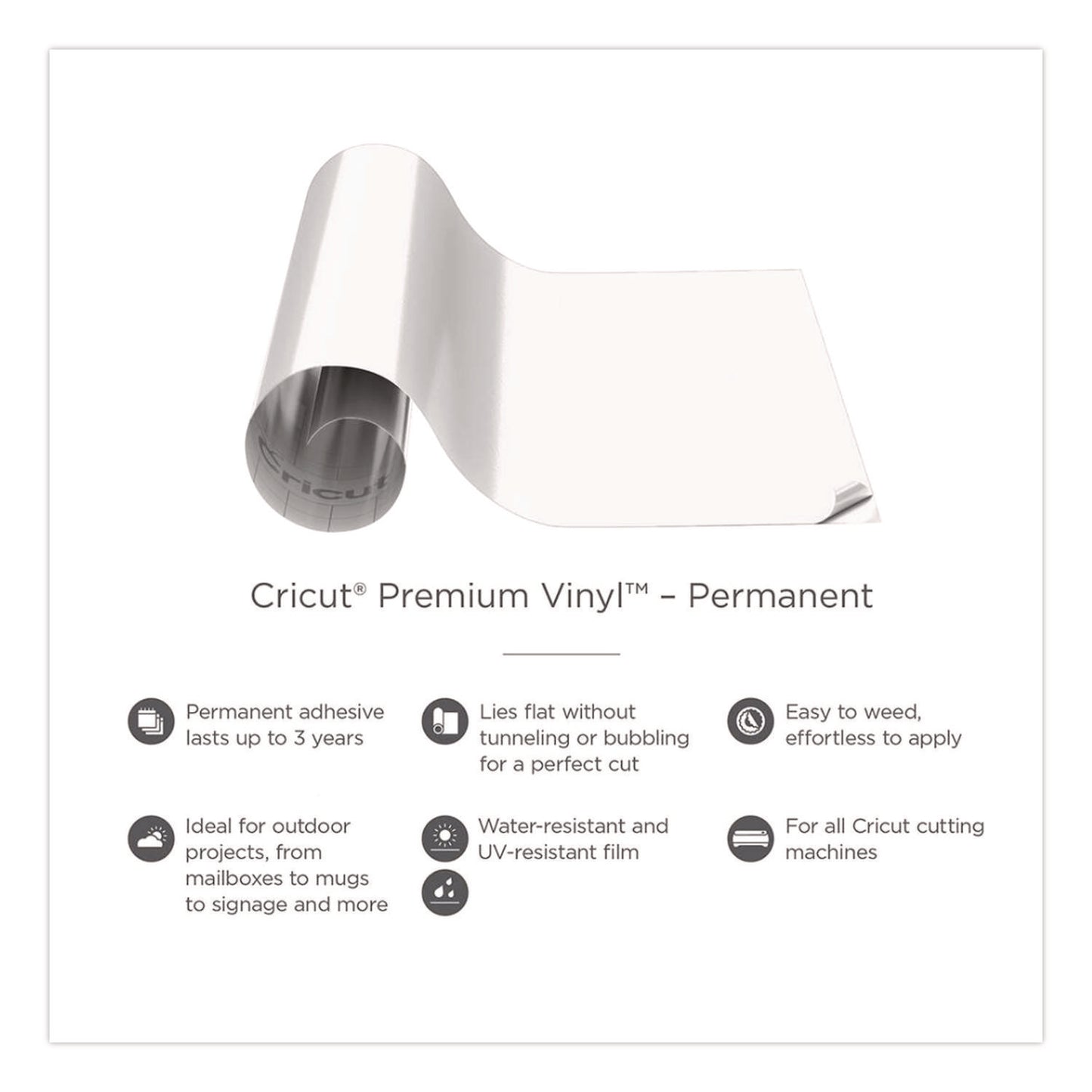 Cricut® Premium Permanent Vinyl, 12 x 48, White (CCU2008570)