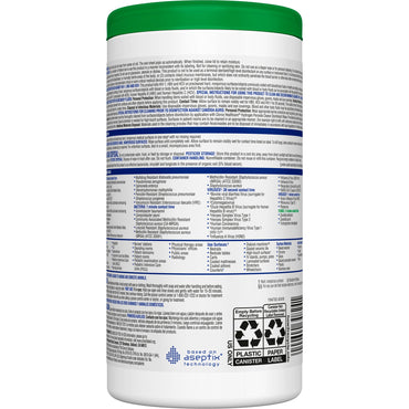 Clorox Healthcare® Surface Disinfectant Cleaner Premoistened Hydrogen Peroxide Based Manual Pull Wipe 95 Count Canister Unscented NonSterile (800191_CS)
