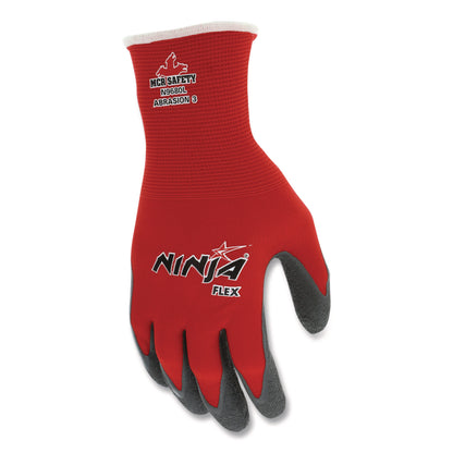 MCR™ Safety Ninja Flex Latex Coated Palm Gloves, EN388: 3131, 10" Long, Medium, Red/Gray, 12 Pairs (CRWN9680M)