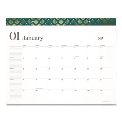 Cambridge® WorkStyle Monthly Desk Pad Calendar, 21.75 x 17, White Sheets, Teal Headband/Clear Corners, 12-Month (Jan-Dec): 2026 (AAG1606704)