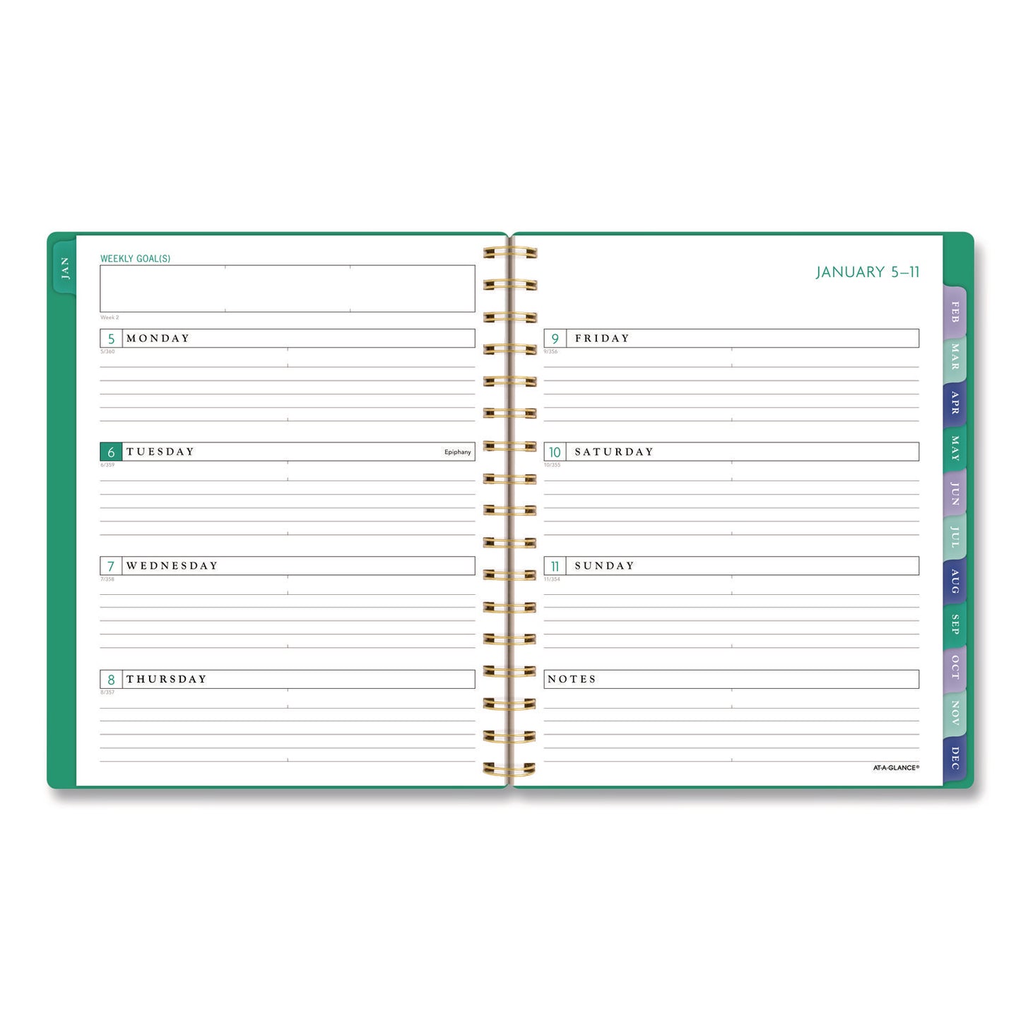 AT-A-GLANCE® Badge Geo Weekly/Monthly Planner, 8.75 x 7, Green Cover, 13-Month: Jan 2026 to Jan 2027 (AAG1753G805)