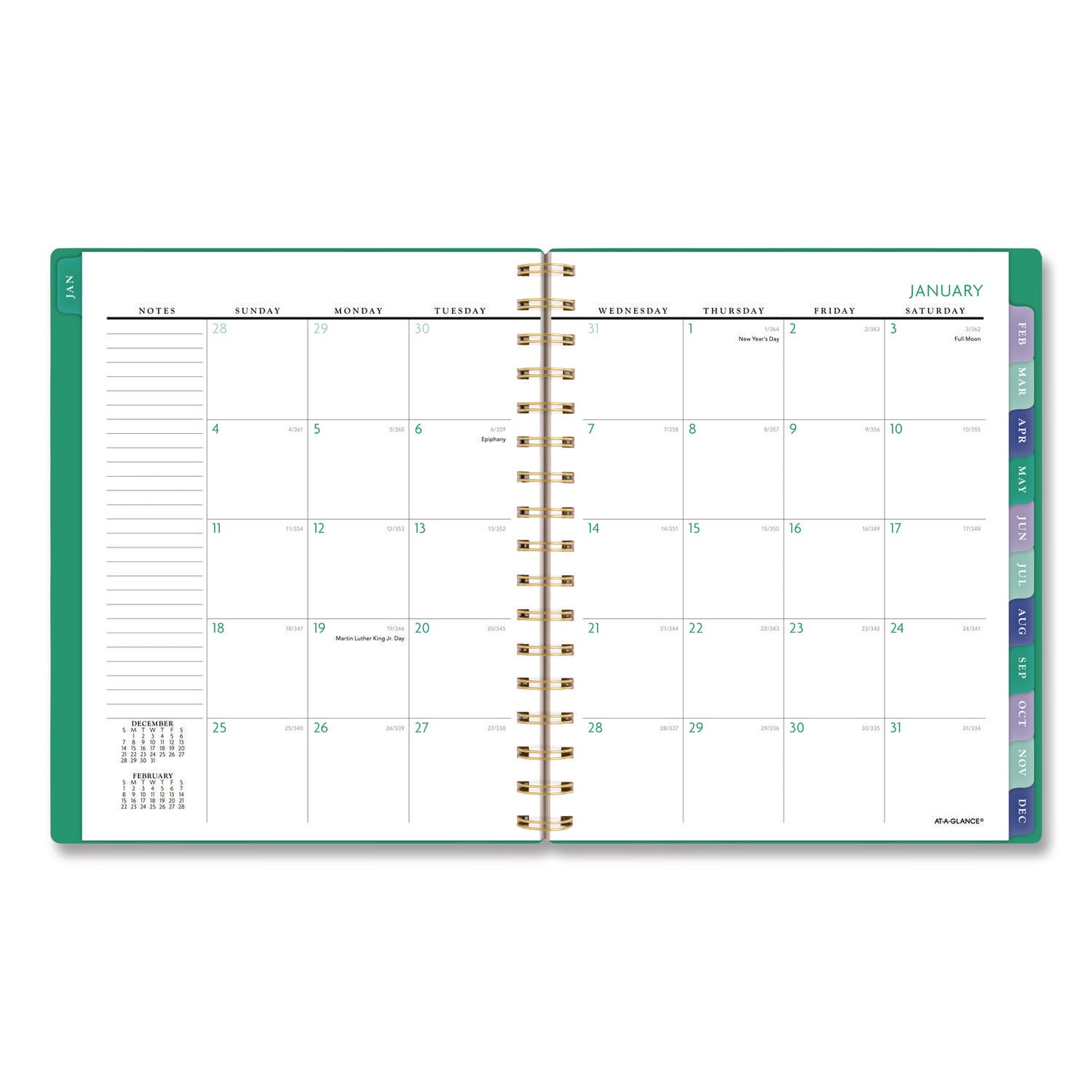 AT-A-GLANCE® Badge Geo Weekly/Monthly Planner, 8.75 x 7, Green Cover, 13-Month: Jan 2026 to Jan 2027 (AAG1753G805)