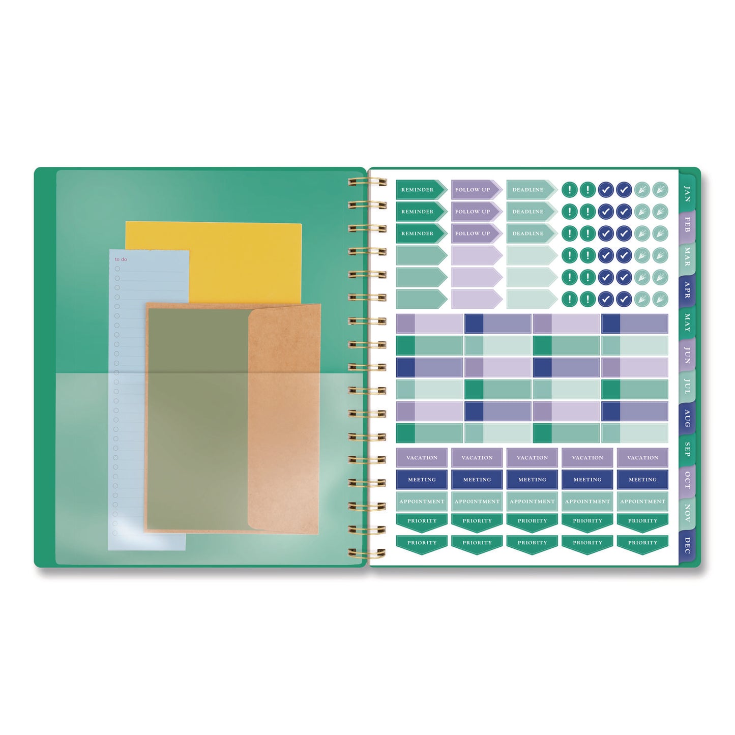 AT-A-GLANCE® Badge Geo Weekly/Monthly Planner, 8.75 x 7, Green Cover, 13-Month: Jan 2026 to Jan 2027 (AAG1753G805)