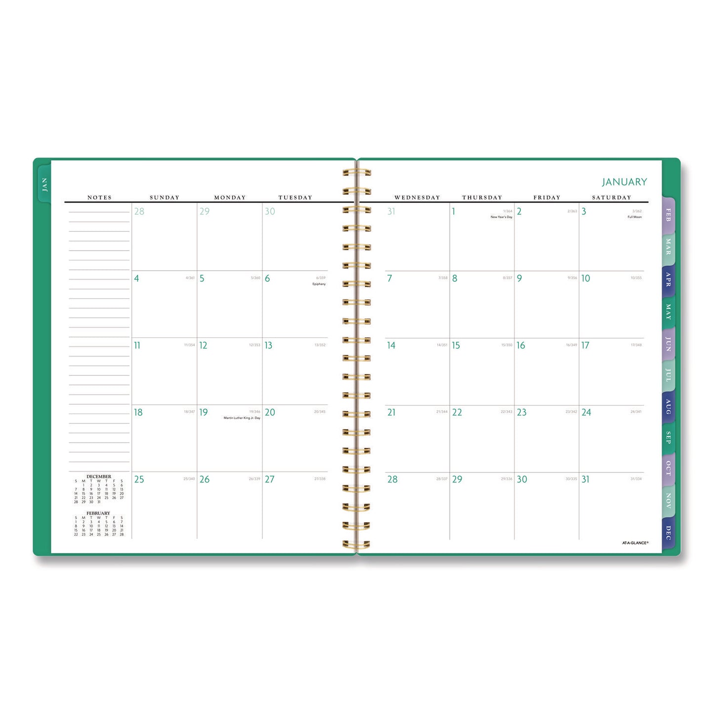 AT-A-GLANCE® Badge Geo Weekly/Monthly Planner, 11 x 8.5, Green Cover, 13-Month (Jan-Jan): 2026 (AAG1753G905)