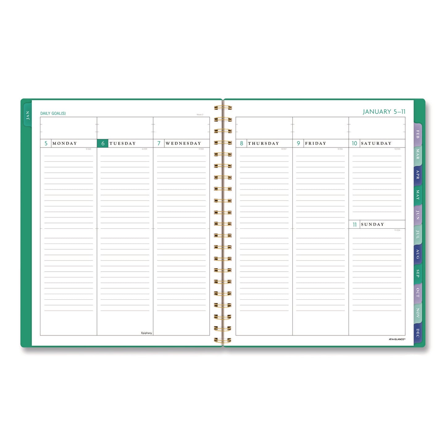 AT-A-GLANCE® Badge Geo Weekly/Monthly Planner, 11 x 8.5, Green Cover, 13-Month (Jan-Jan): 2026 (AAG1753G905)