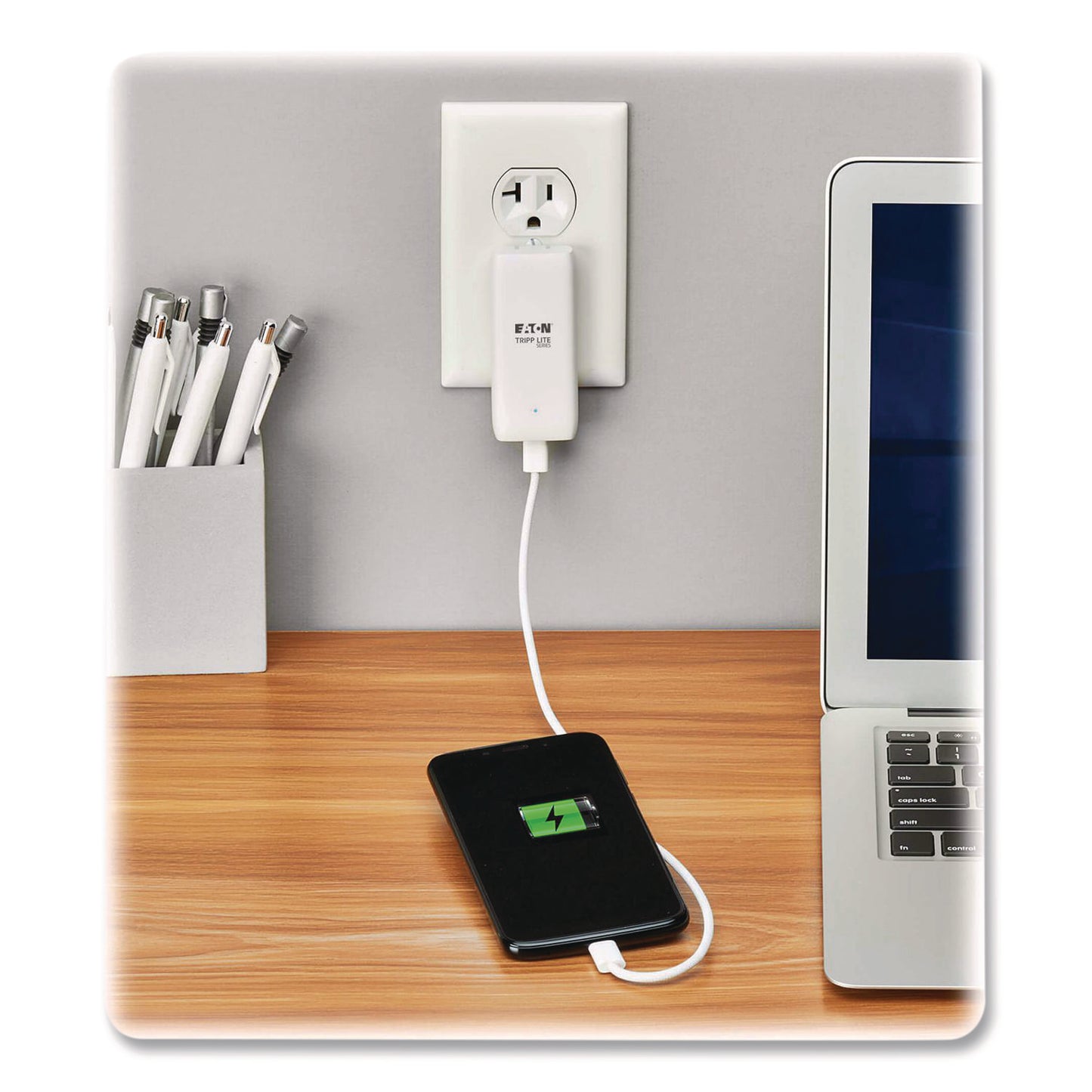 Tripp Lite by Eaton Flat One-Port USB-C Wall Charger with GaN Technology, White (TRPU280WF120C1G)