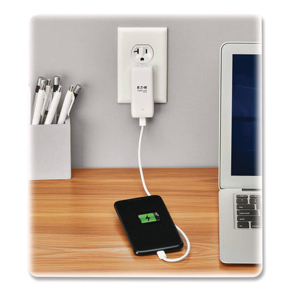 Tripp Lite by Eaton Flat One-Port USB-C Wall Charger with GaN Technology, White (TRPU280WF120C1G)