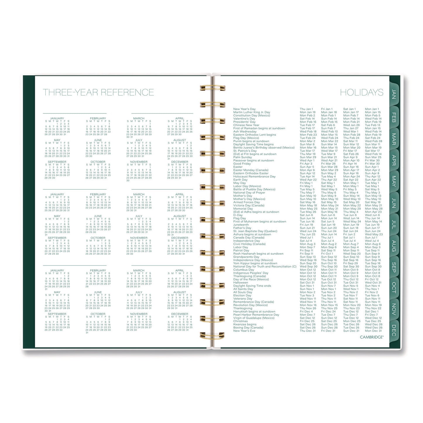 Cambridge® Emerald Isle Weekly/Monthly Planner, 8.5 x 5.5, Green Marbled Cover, 12-Month (Jan-Dec): 2026 (AAG1758200)