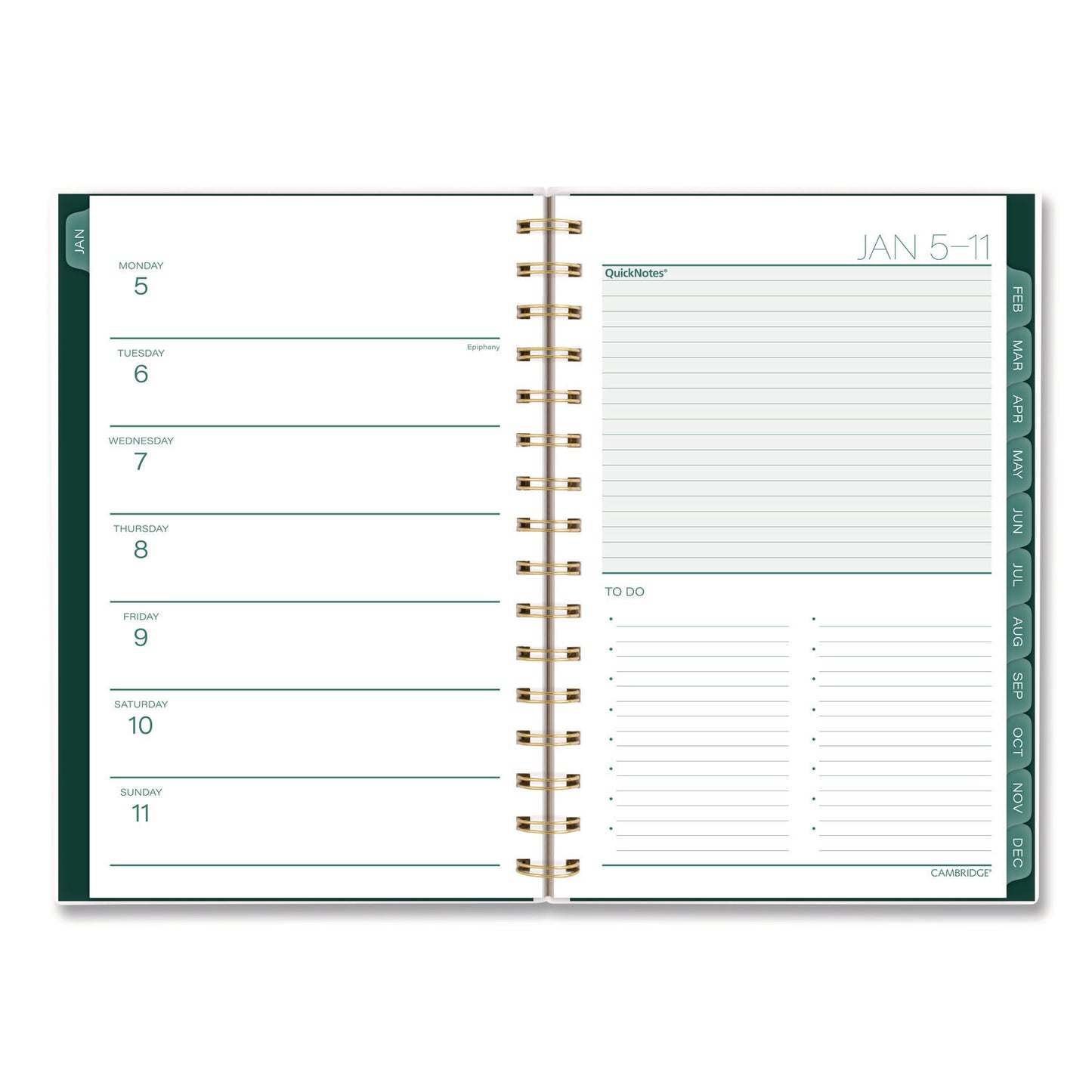Cambridge® Emerald Isle Weekly/Monthly Planner, 8.5 x 5.5, Green Marbled Cover, 12-Month (Jan-Dec): 2026 (AAG1758200)