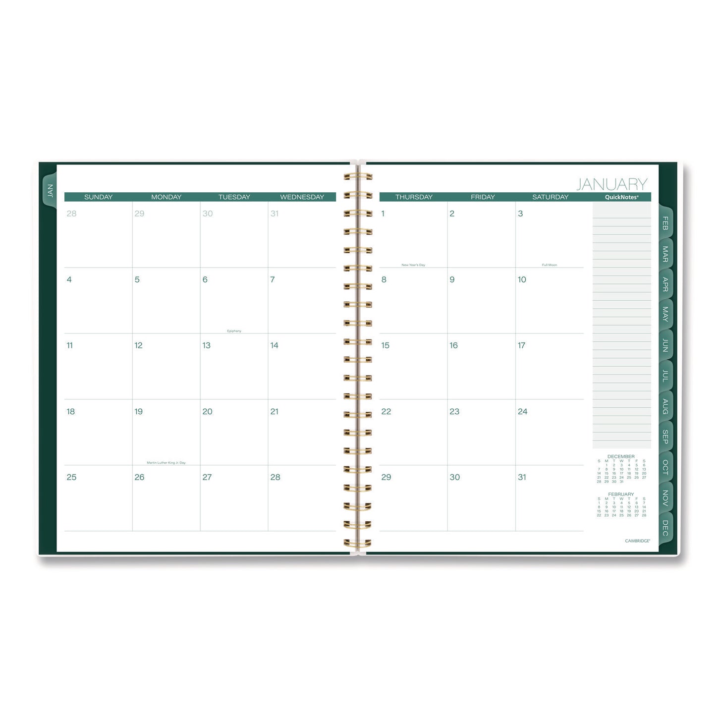 Cambridge® Emerald Isle Weekly/Monthly Planner, 11 x 8.5, Green Marbled Cover, 12-Month (Jan-Dec): 2026 (AAG1758905)