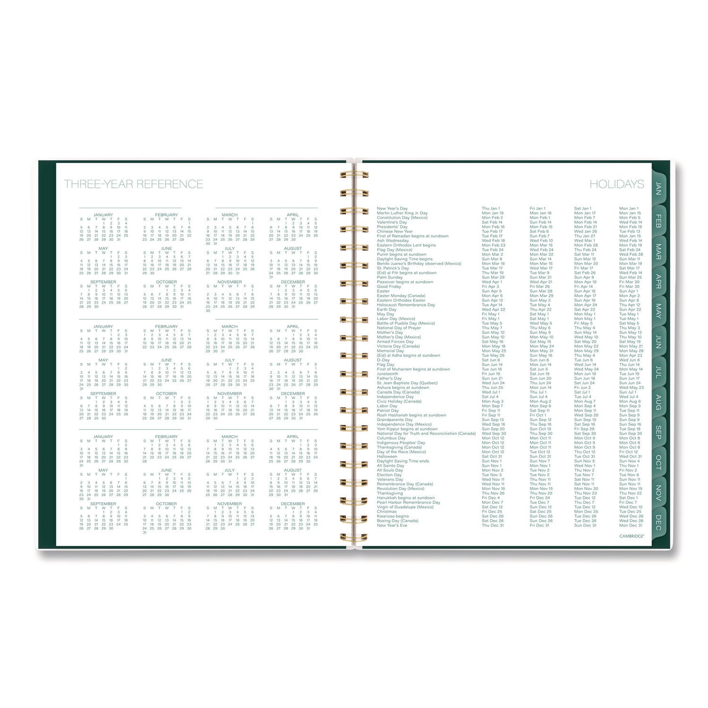 Cambridge® Emerald Isle Weekly/Monthly Planner, 11 x 8.5, Green Marbled Cover, 12-Month (Jan-Dec): 2026 (AAG1758905)