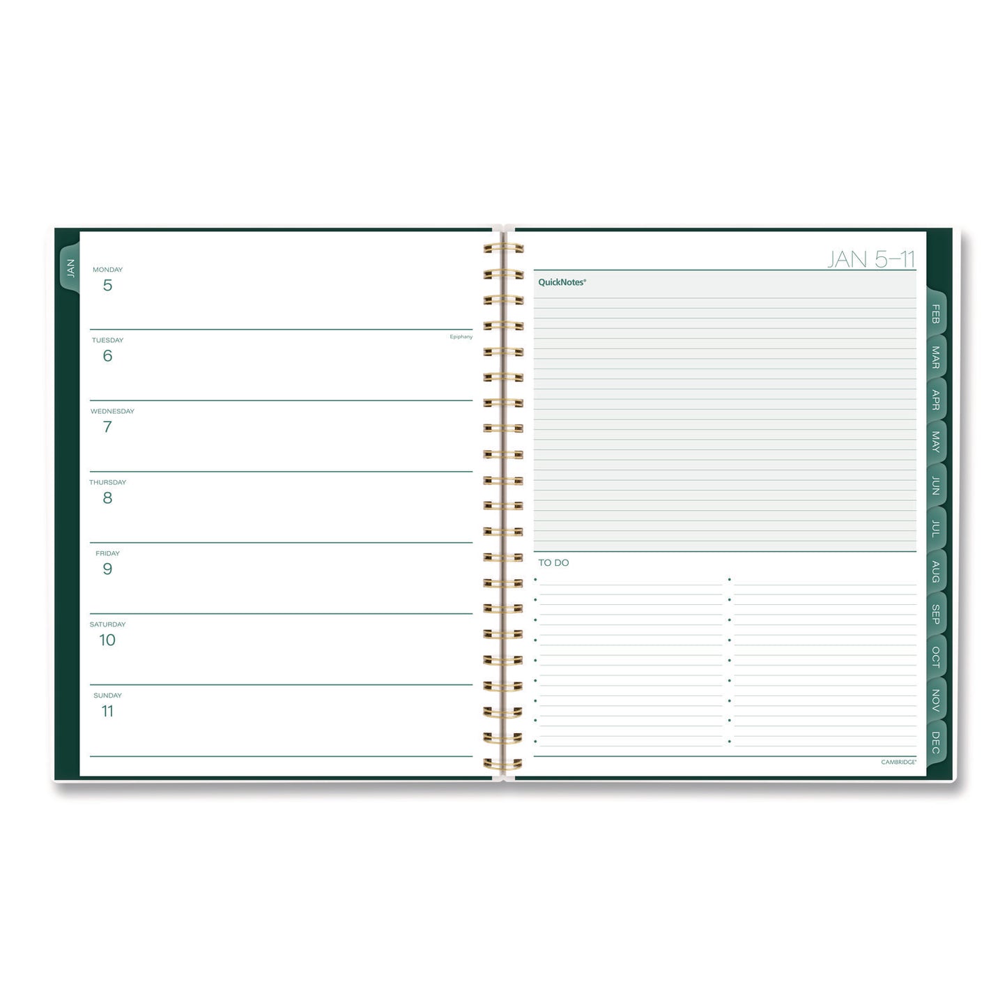 Cambridge® Emerald Isle Weekly/Monthly Planner, 11 x 8.5, Green Marbled Cover, 12-Month (Jan-Dec): 2026 (AAG1758905)