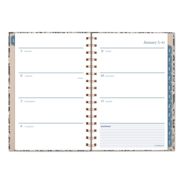Cambridge® Elizabeth Weekly/Monthly Planner, 8.5 x 5.5, Floral Artwork, Blue Cover, 12-Month (Jan-Dec): 2026 (AAG1763200)