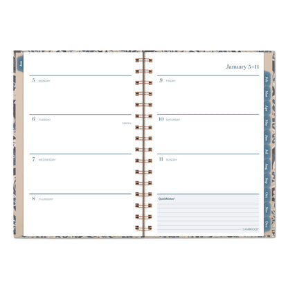 Cambridge® Elizabeth Weekly/Monthly Planner, 8.5 x 5.5, Floral Artwork, Blue Cover, 12-Month (Jan-Dec): 2026 (AAG1763200)