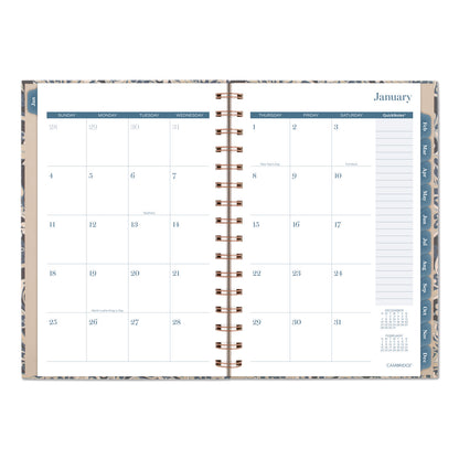 Cambridge® Elizabeth Weekly/Monthly Planner, 8.5 x 5.5, Floral Artwork, Blue Cover, 12-Month (Jan-Dec): 2026 (AAG1763200)