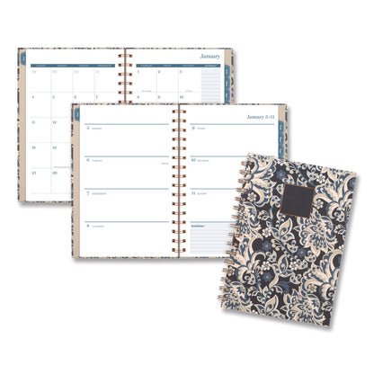 Cambridge® Elizabeth Weekly/Monthly Planner, 8.5 x 5.5, Floral Artwork, Blue Cover, 12-Month (Jan-Dec): 2026 (AAG1763200)