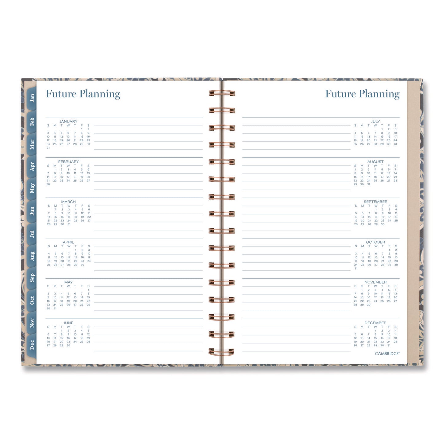 Cambridge® Elizabeth Weekly/Monthly Planner, 8.5 x 5.5, Floral Artwork, Blue Cover, 12-Month (Jan-Dec): 2026 (AAG1763200)