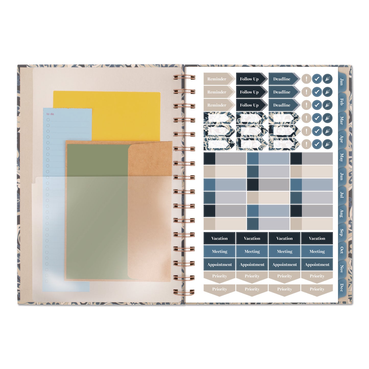 Cambridge® Elizabeth Weekly/Monthly Planner, 8.5 x 5.5, Floral Artwork, Blue Cover, 12-Month (Jan-Dec): 2026 (AAG1763200)