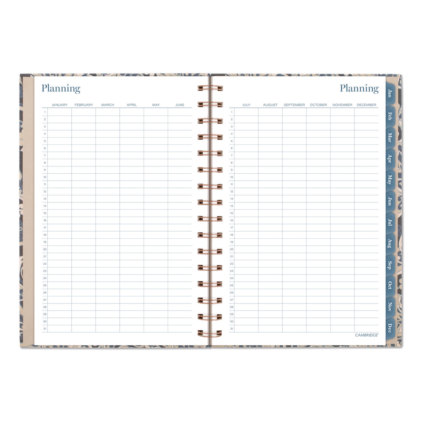 Cambridge® Elizabeth Weekly/Monthly Planner, 8.5 x 5.5, Floral Artwork, Blue Cover, 12-Month (Jan-Dec): 2026 (AAG1763200)
