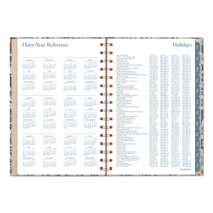 Cambridge® Elizabeth Weekly/Monthly Planner, 8.5 x 5.5, Floral Artwork, Blue Cover, 12-Month (Jan-Dec): 2026 (AAG1763200)