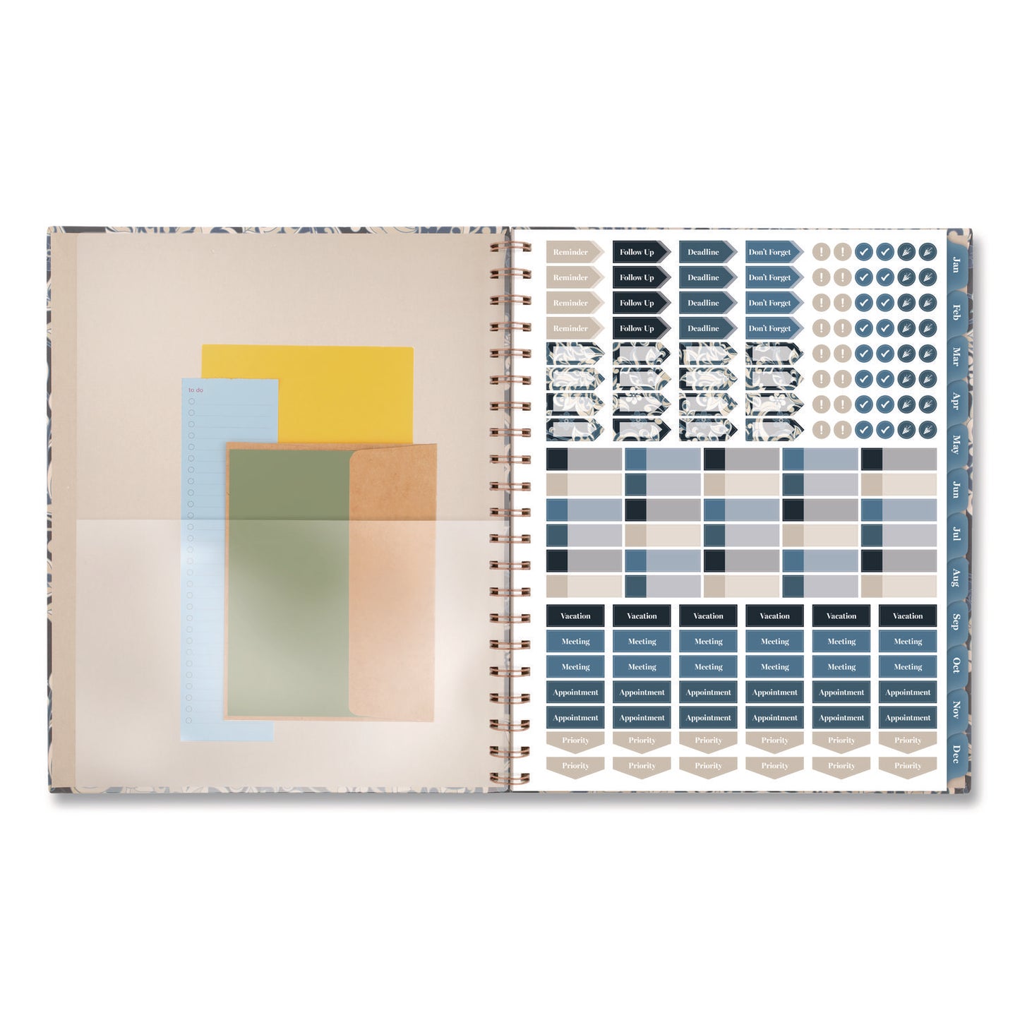 Cambridge® Elizabeth Weekly/Monthly Planner, 11 x 8.5, Floral Artwork, Blue Cover, 12-Month  (Jan-Dec): 2026 (AAG1763905)