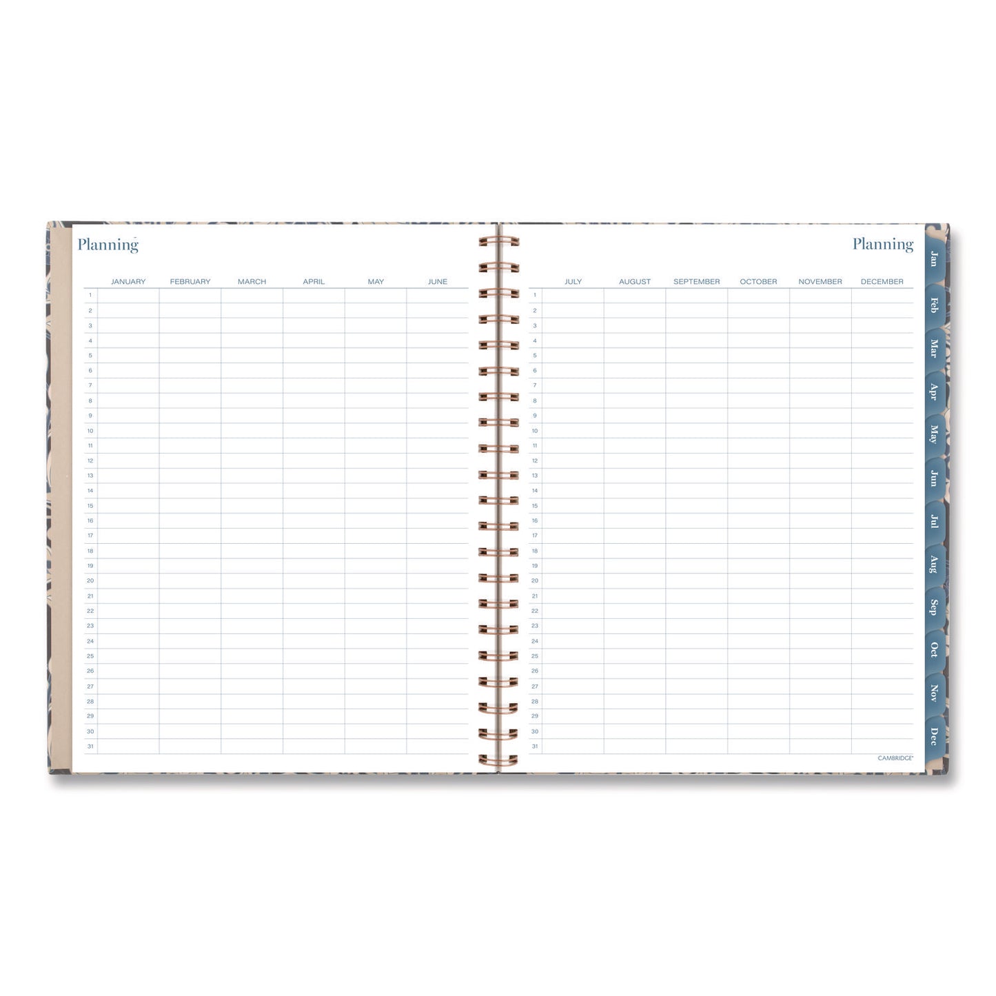 Cambridge® Elizabeth Weekly/Monthly Planner, 11 x 8.5, Floral Artwork, Blue Cover, 12-Month  (Jan-Dec): 2026 (AAG1763905)
