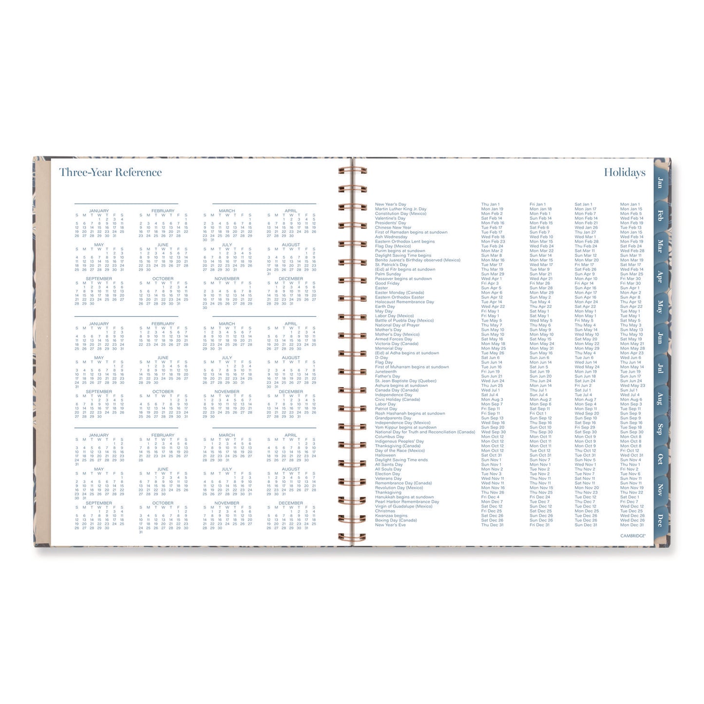 Cambridge® Elizabeth Weekly/Monthly Planner, 11 x 8.5, Floral Artwork, Blue Cover, 12-Month  (Jan-Dec): 2026 (AAG1763905)