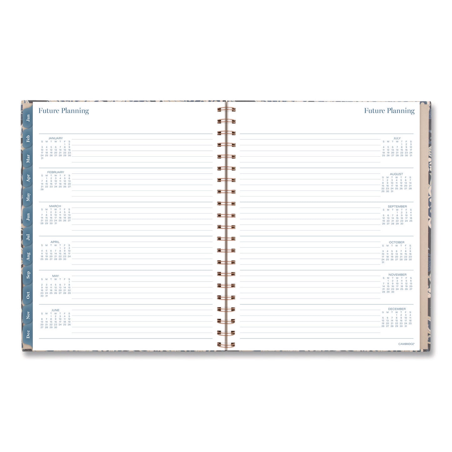 Cambridge® Elizabeth Weekly/Monthly Planner, 11 x 8.5, Floral Artwork, Blue Cover, 12-Month  (Jan-Dec): 2026 (AAG1763905)