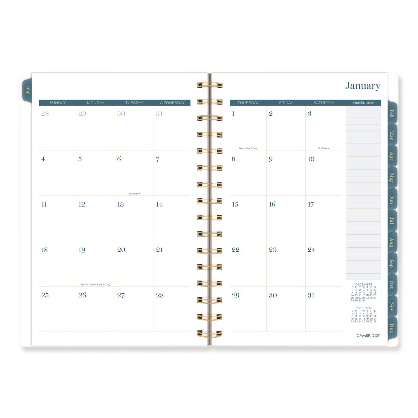 Cambridge® Midnight Garden Weekly/Monthly Planner, 8.5 x 5.5, Floral Artwork, Black/Pink/Green Cover, 12-Month (Jan-Dec): 2026 (AAG1768200)