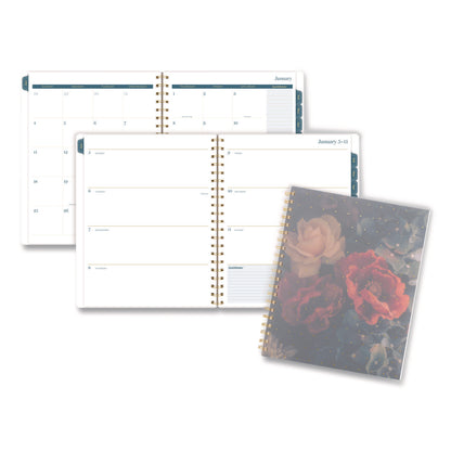 Cambridge® Midnight Garden Weekly/Monthly Planner, 11 x 8.5, Floral Artwork, Black/Pink/Green Cover, 12-Month (Jan-Dec): 2026 (AAG1768905)