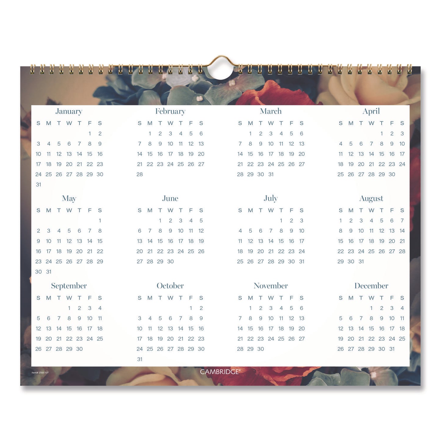 Cambridge® Midnight Garden Monthly Wall Calendar, 15 x 12, Floral Artwork, 12-Month (Jan-Dec): 2026 (AAG1768707)