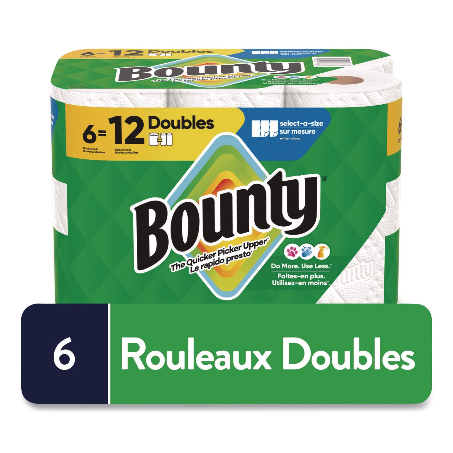 Bounty® Select-a-Size Kitchen Roll Paper Towels, 2-Ply, White, 10.2 x 11, 75 Sheets/Roll, 6 Triple Rolls/Pack (PGC16008)