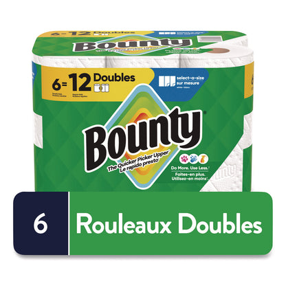 Bounty® Select-a-Size Kitchen Roll Paper Towels, 2-Ply, White, 10.2 x 11, 75 Sheets/Roll, 6 Triple Rolls/Pack (PGC16008)