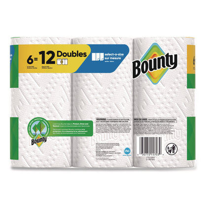 Bounty® Select-a-Size Kitchen Roll Paper Towels, 2-Ply, White, 10.2 x 11, 75 Sheets/Roll, 6 Triple Rolls/Pack (PGC16008)