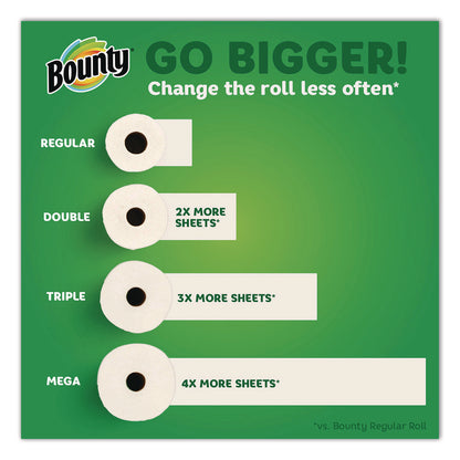 Bounty® Select-a-Size Kitchen Roll Paper Towels, 2-Ply, White, 10.2 x 11, 75 Sheets/Roll, 6 Triple Rolls/Pack (PGC16008)