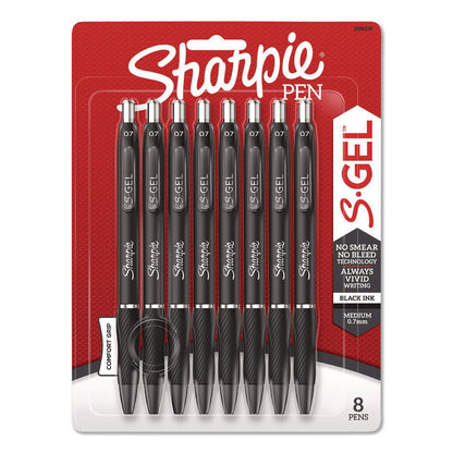 Sharpie® S-Gel™ S-Gel High-Performance Gel Pen, Retractable, Medium 0.7 mm, Black Ink, Black Barrel, 8/Pack (SAN2096139)