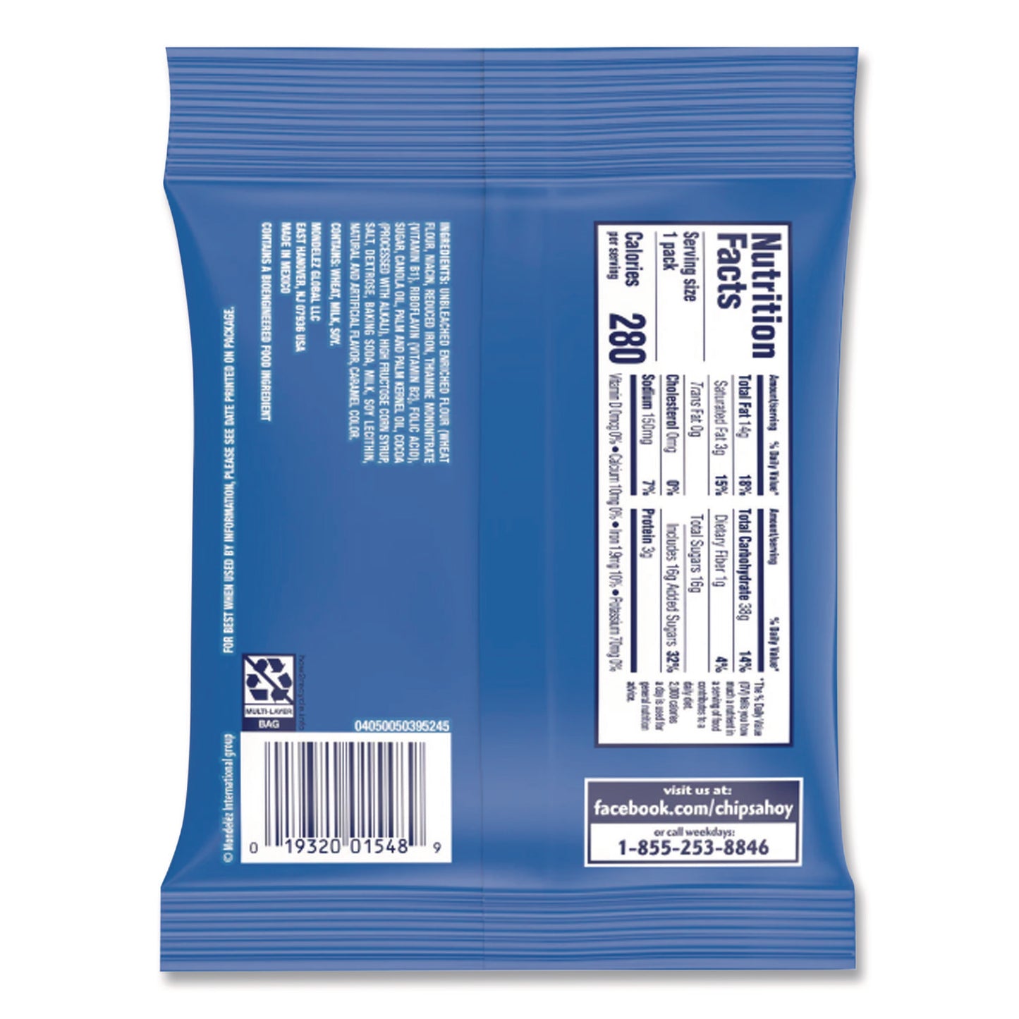 Nabisco® Chocolate Chip Cookies - Single Serve, 2 oz Packets, 60/Carton (CAHNFG015480)