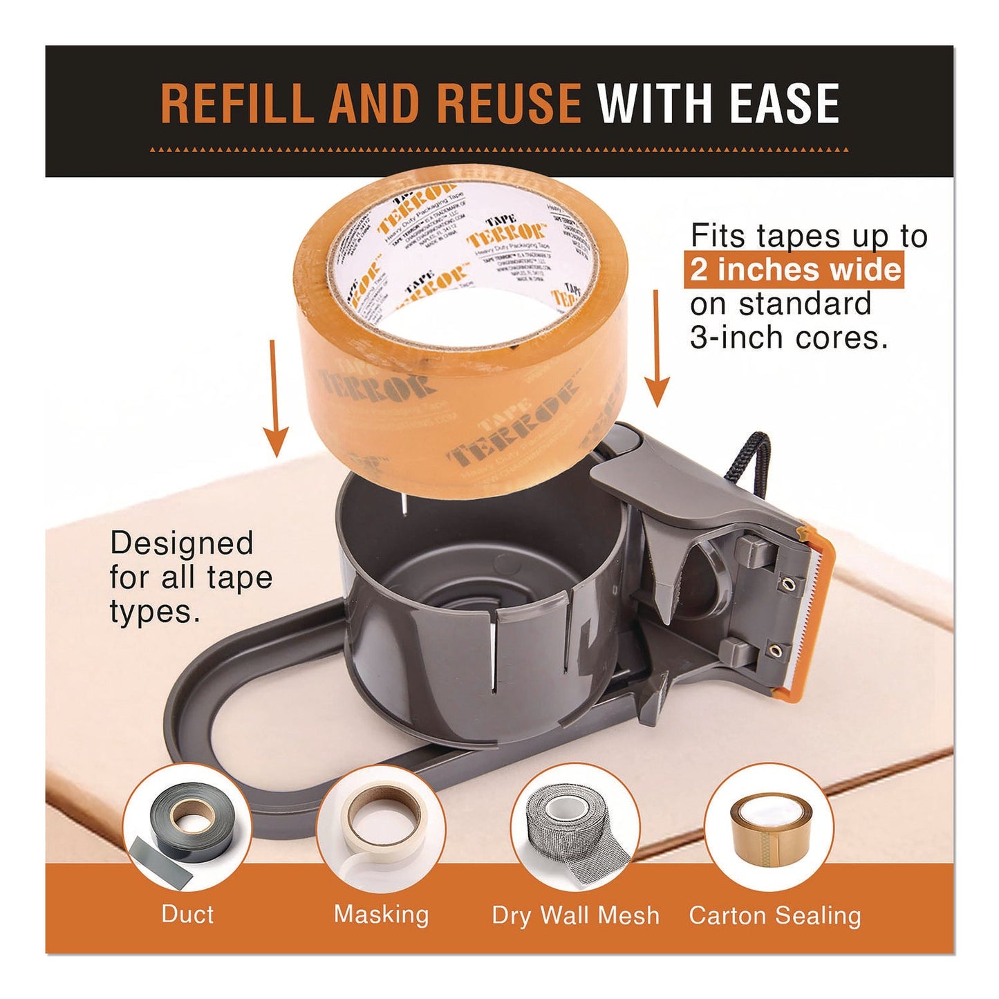 tape-terror™-tape-dispenser-with-tape-3-core-polypropylene-gray-orange-1-dispenser-1-roll-heavy-duty-packaging-tape-ch7tt05734_3