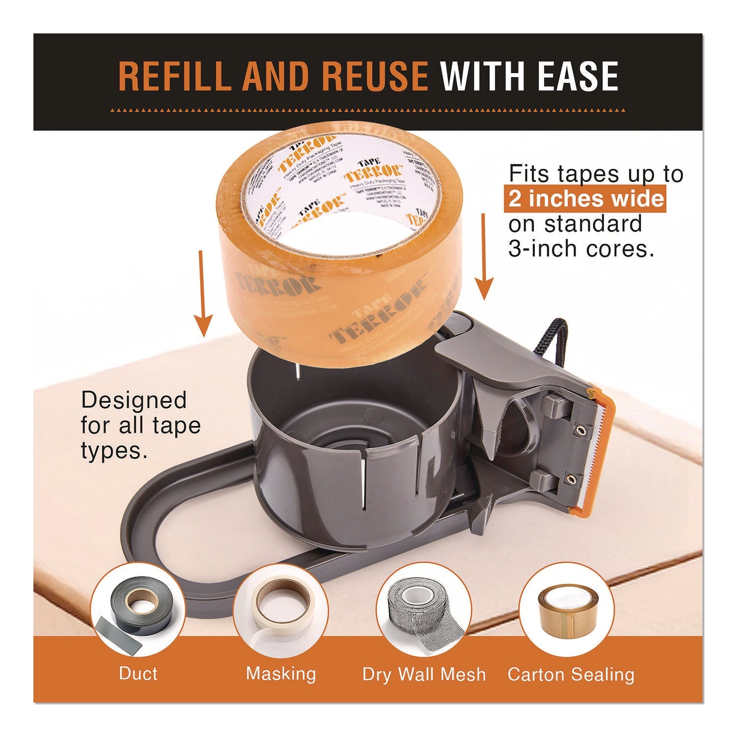 tape-terror™-tape-dispenser-with-tape-3-core-polypropylene-gray-orange-1-dispenser-1-roll-heavy-duty-packaging-tape-ch7tt05734_3