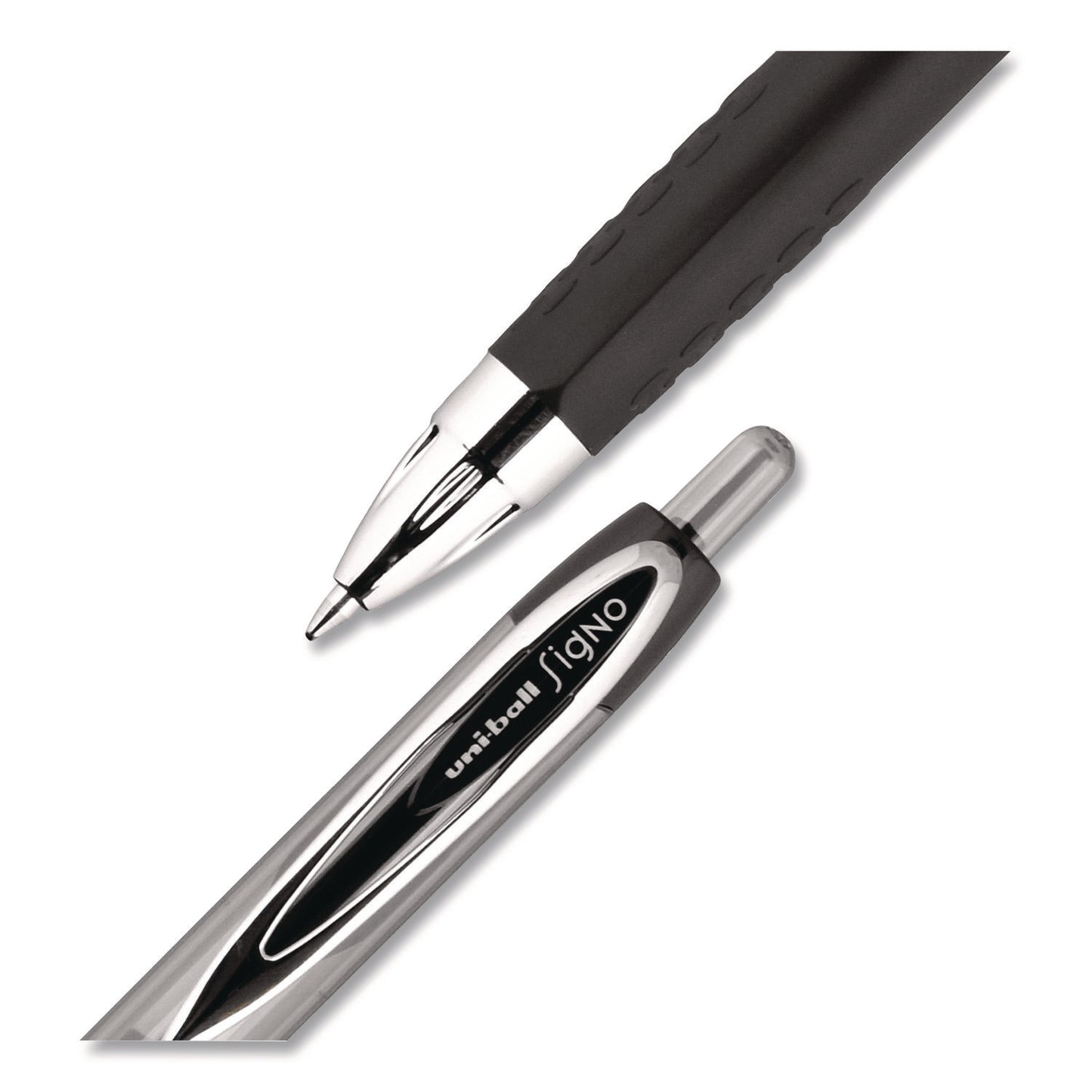 uniball® Signo 207 Gel Pen, Retractable, Medium 0.7 mm, Black Ink, Clear/Black Barrel, 5/Pack (UBC1960239)