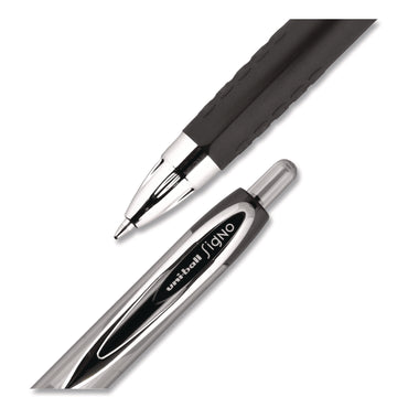 uniball® Signo 207 Gel Pen, Retractable, Medium 0.7 mm, Black Ink, Clear/Black Barrel, 5/Pack (UBC1960239)