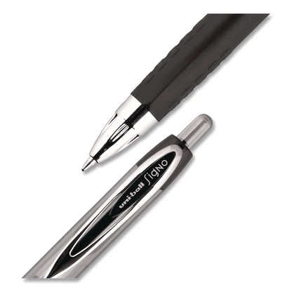 uniball® Signo 207 Gel Pen, Retractable, Medium 0.7 mm, Black Ink, Clear/Black Barrel, 5/Pack (UBC1960239)