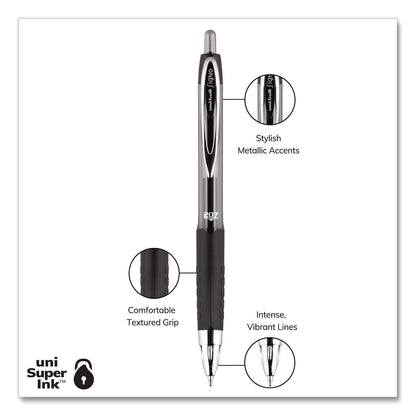 uniball® Signo 207 Gel Pen, Retractable, Medium 0.7 mm, Black Ink, Clear/Black Barrel, 5/Pack (UBC1960239)