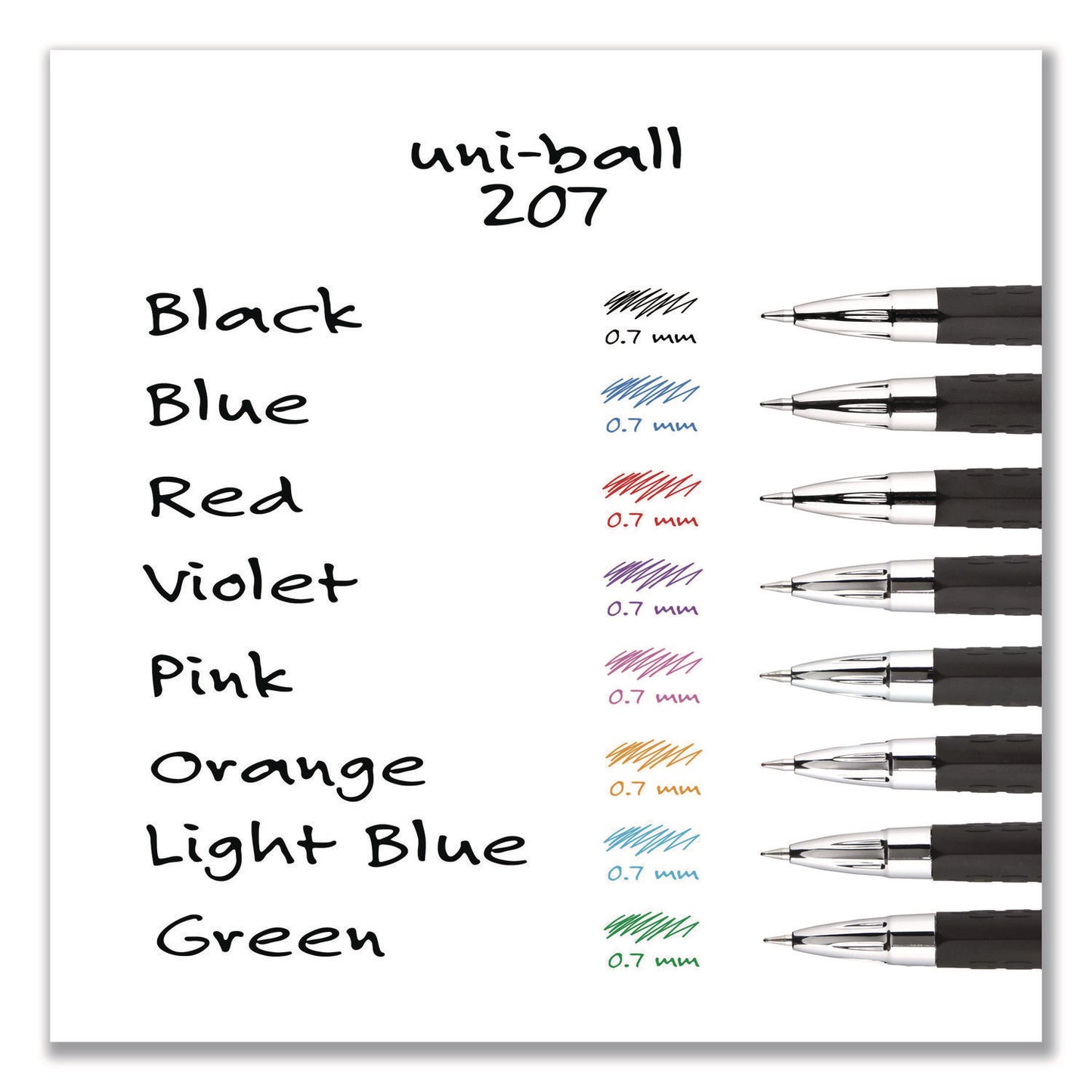 uniball® Signo 207 Gel Pen, Retractable, Medium 0.7 mm, Black Ink, Clear/Black Barrel, 5/Pack (UBC1960239)