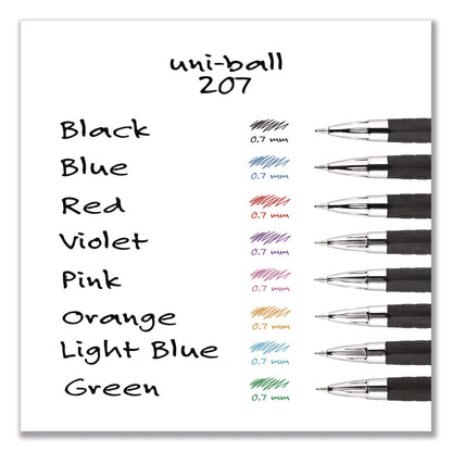 uniball® Signo 207 Gel Pen, Retractable, Medium 0.7 mm, Black Ink, Clear/Black Barrel, 5/Pack (UBC1960239)
