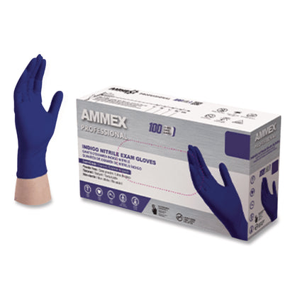 AMMEX® Professional Nitrile Exam Gloves, Powder-Free, X-Large, 3 mil Thick, Indigo, 100/Box (AXCAINPF48100)
