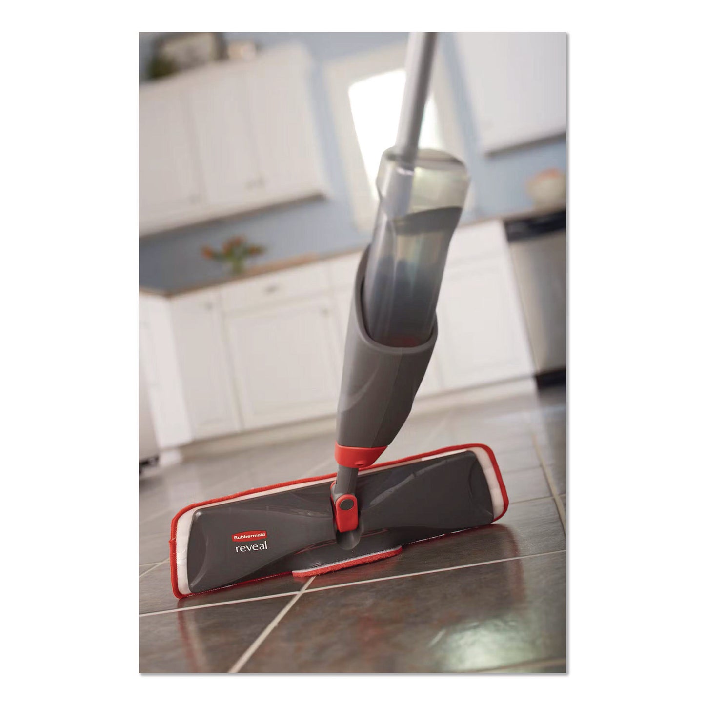 Rubbermaid® Commercial Reveal Microfiber Spray Mop Kit, Microfiber Head, 54.5" Silver/Black Handle (RCP1M15GRYRD)
