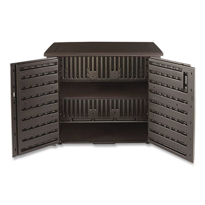 Rubbermaid® Bridgeport Storage Cabinet, 16.44 cu ft, 4 ft x 2 ft x 3 ft, Black Oak (RUB1889849)